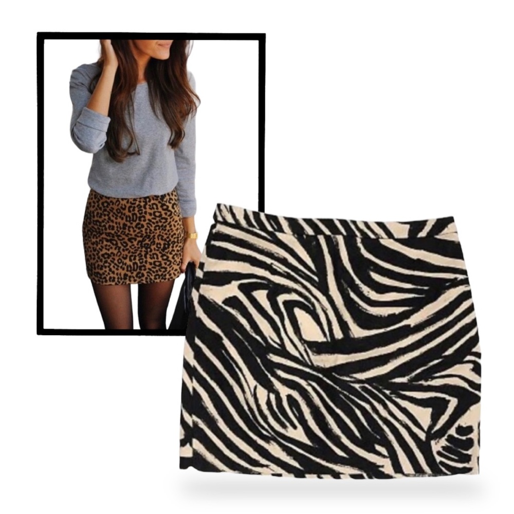 H&M Black and Tan Zebra Animal Print Pencil Skirt